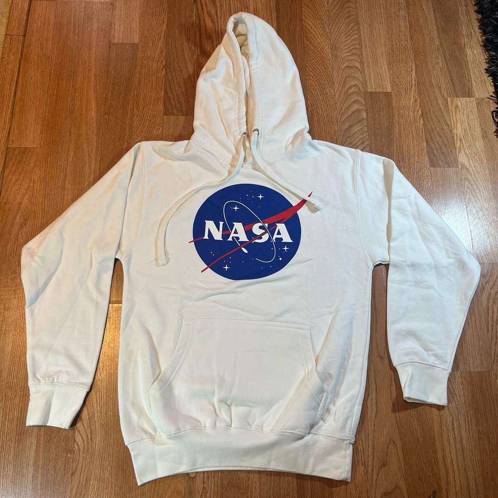 Ace Apparel Nasa Adult Hoodie Size S White Blue Sweater Sweatshirt